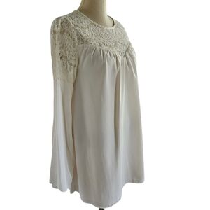 NWT FOREVER21 Ivory Lace Inset Bell Sleeve Shift Dress | SZ M